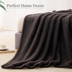 Whale Flotilla Twin Size Fuzzy Fleece Blanket, Fluffy Warm Soft Jacquard Bed Blankets for All Season, Lightweight and Cozy, 60x80 Inch, Coffee