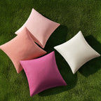 MIULEE Pack of 4 Decorative Outdoor Throw Pillow Covers Linen Waterproof Pillow Covers Summer Farmhouse Cushion Cases for Patio Garden Tent Balcony Couch Sofa 18x18 Inch Pink