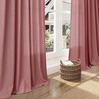 Canyon Rose Linen 112 Inch Curtains for Living Room Light Filtering Semi Sheer Curtain Back Tab Modern Farmhouse Decor Elegant Girl Drapes Floor to Ceiling High Window for Bedroom 52x112, 2 Panels