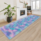 JiaoBaba Super Soft Fluffy Living Room Area Rug 2x8 ft Purple Rainbow Tie-Dyed Shaggy Furry Carpet Washable Non-Slip Carpets Bedroom Bedside Nursery Rug Cute Colorful Room Decor for Girls