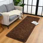 Goideal Fluffy Runner Rug for Bedroom Living Room, 2x6 Brown Bedside Rugs, Faux Fur Shag Modern Carpet Ultra Soft Girls Boys Room Home Decor, Solid