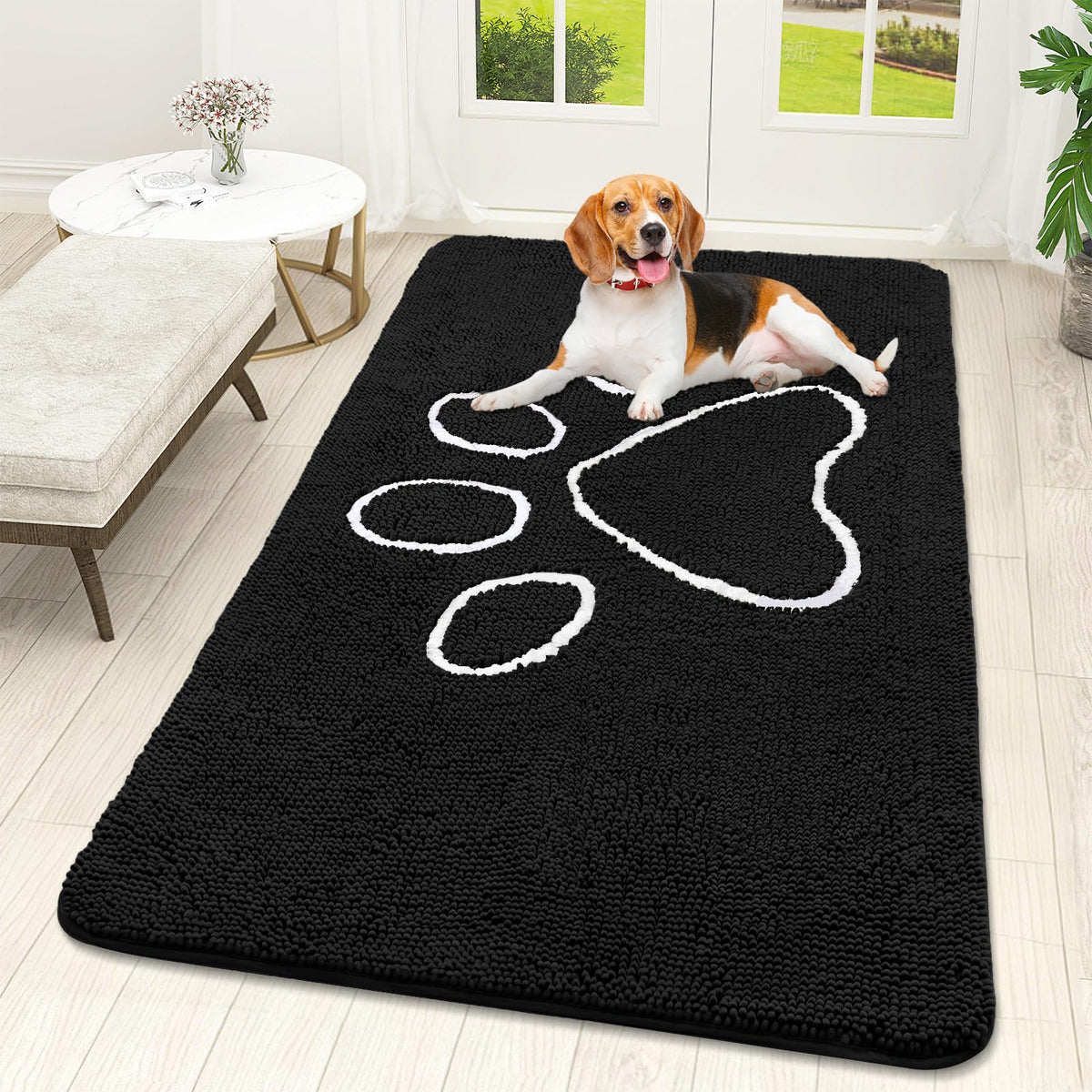 OLANLY Dog Door Mat for Muddy Paws 59x32, Super Absorbent Chenille Mud Mat