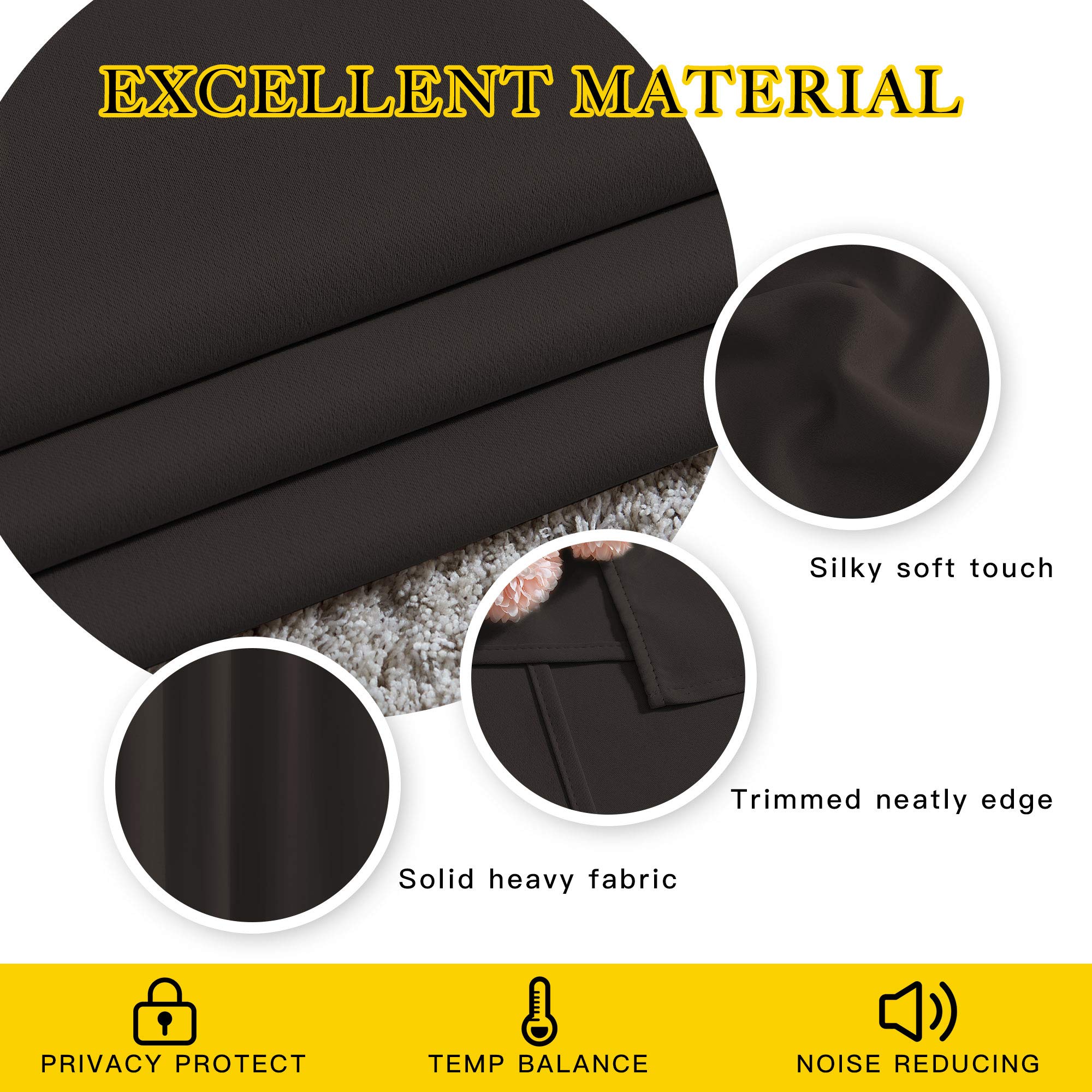 NICETOWN Blackout Thick Window Curtains - (W52 x L108, Brown, 2 Panels) Thermal Insulated Grommet Drape Panels for Bedroom and Living Room