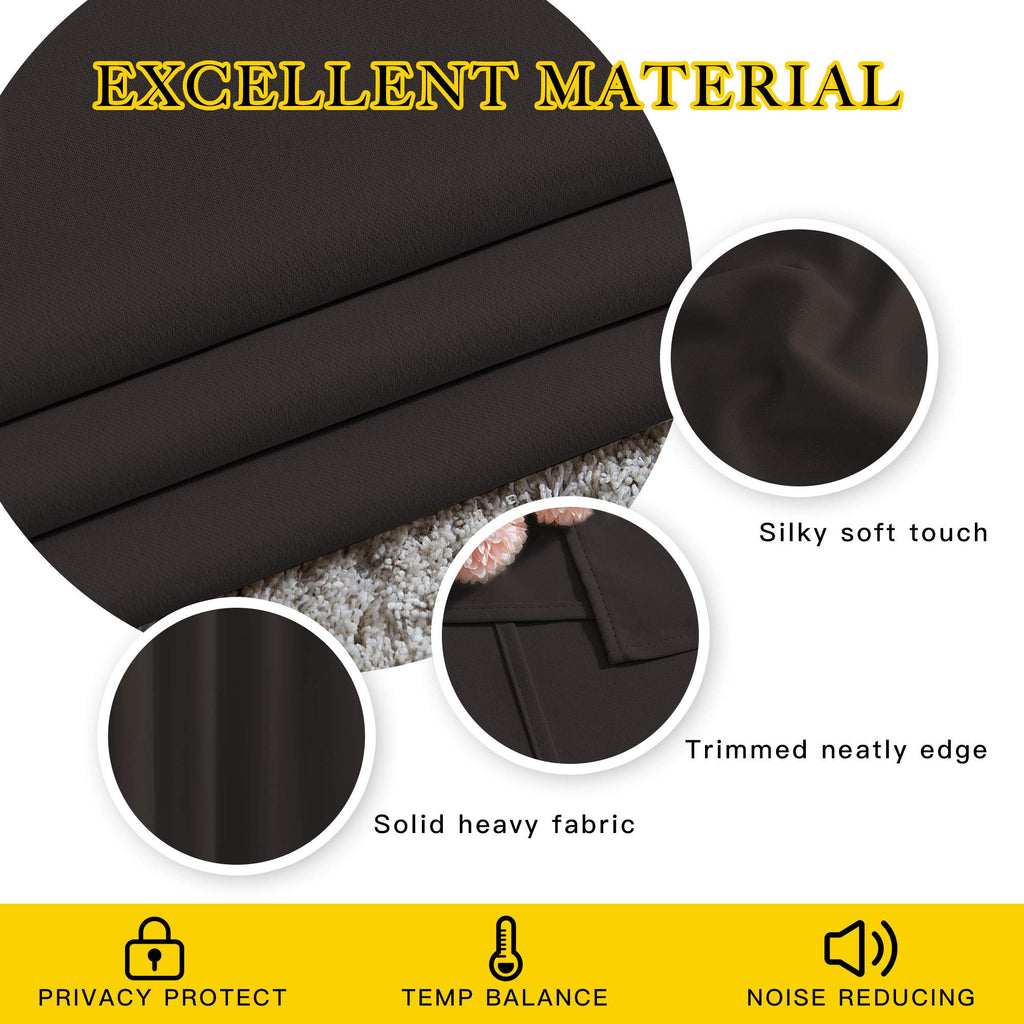 NICETOWN Blackout Curtain Panels 72 inches Length - Light Reducing Thermal Insulated Solid Grommet Room Darkening for Bedroom/Night Shift (Set of 2, 46 inches Wide, Toffee Brown)