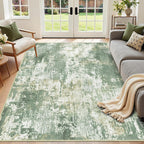 RELEANY Washable 5'x7' Abstract Area Rug for Living Room Light Green