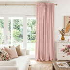 100% Blackout Shield Linen Blackout Curtains for Bedroom 84 Inches Long, Back Tab/Rod Pocket Living Room Drapes, Thermal Insulated Blackout Curtains 1 Panel Set, 100" W x 84" L, Blush Pink
