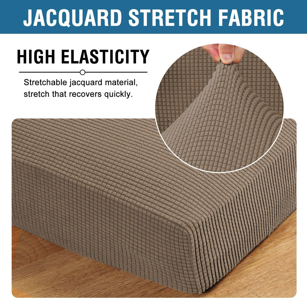 H.VERSAILTEX Super Stretch Individual Seat Cushion Covers Sofa Covers Couch Covers Slipcover Sets Thick Jacquard Textured Twill Fabric (3 Piece XL Sofa Cushion Covers, Macchiato)
