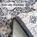 Hallway Washable Runner Rug - 3x6 Kitchen Rugs Entryway Rug Runner Vintage Soft Floor Mat Non Slip Indoor Farmhouse Carpet for Bathroom Living Room Bedroom (3 X 6, Black)