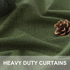 Olive Green Blackout Curtains 84 Inches Long 2 Panels Linen Boho Black Out Dark Green Forest Curtains for Living Room Bedroom Windows Darkening Insulated Thermal Drapes 84 Length Christmas Decorations
