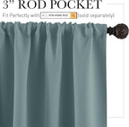 RYB HOME Room Darkening Curtains for Small Window, Solid Kitchen Curtain Rod Pocket Privacy Valance Panels for Cafe Window Farmhouse Closet, Dusty Blue, W42 x L45 inches, 2 Pieces