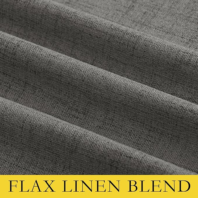 NICETOWN Grizzle Gray Vintage Linen 100% Blackout Curtains for Classroom, Thermal Insulated Curtains 72" Long, Noise Reducing Window Treatment Drapes for Gym Room, 42" Wide Per Panel, Set of 2