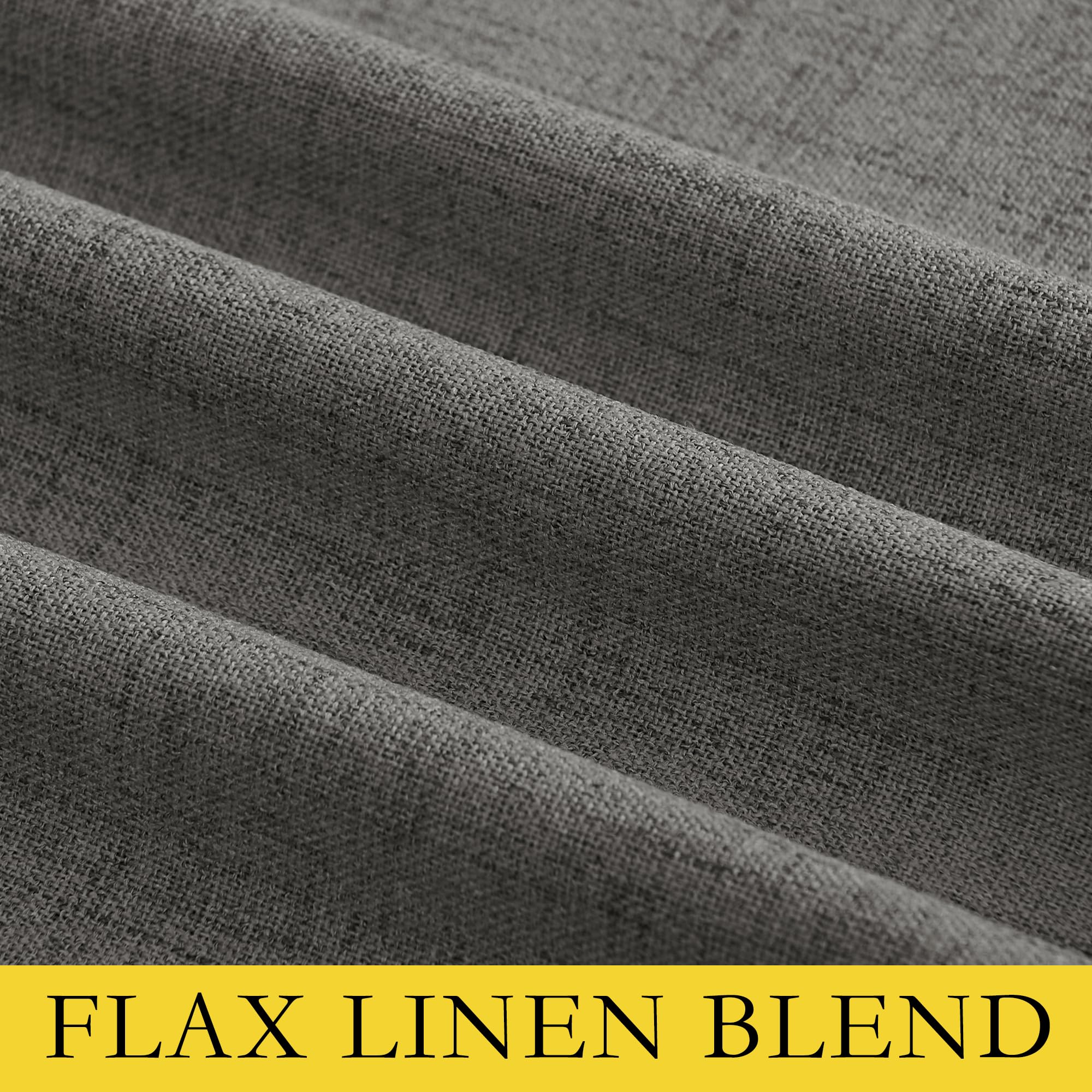 NICETOWN Grizzle Gray Vintage Linen 100% Blackout Curtains for Living Room, Thermal Insulated Curtains 72" Long, Noise Reducing Window Treatment Drapes for Hall Room, 52" Wide Per Panel, Set of 2