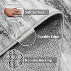 WIEVEDENS 4x6 Rugs for Living Room: Non-Slip Washable Area Rug for Hallway Entryway Kitchen Bedroom - Easy-to-Clean Stain and Water Resistant Carpet - Soft Low-Pile Throw Mat Grey