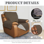 ISSUNTEX Double Protection 100% Waterproof Recliner Covers for Living Room, Reversible Furniture Protector Recliner Couch Sofa Slipcover for Dogs, Pets, Kids (Oversized Recliner, Camel/Ivory)