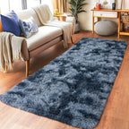 Pionblank Fluffy Runner Rugs for Bedroom 2x6, Modern Shaggy Area Rug for Hallway Living Room, Plush Soft Fuzzy Bedside Carpet for Kids Girls Boys Room Nursery Decor, Blue Grey
