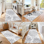 HEBE Washable Area Rug - 3'x6' Non Slip Soft Distressed Medallion Bedroom & Living Room Accent Throw Vintage Entry Floor Carpet for Dining Room & Bathroom Entryway
