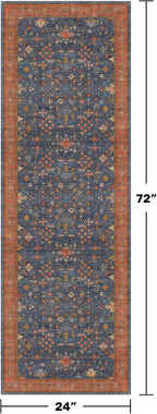 Hazo Haus Navy Blue Runner Rug 2x6 for Kitchen, Hallway, Mudroom, Laundry Room, Bathroom, Washable Non Slip Non Skid Rubber Backing Low Pile Stain Resistance