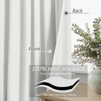 Guken Off White 100% Blackout Linen Curtains 120 Inch Length 2 Panels Set for Living Room Bedroom Back Tab/Rod Pocket Thermal Insulated Black Out Drapes Room Darkening Window Curtains 120 Inches Long