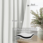 Guken White 100% Blackout Linen Curtains 90 Inch Length 2 Panels Set for Living Room Bedroom Back Tab Thermal Insulated Black Out Drapes Room Darkening Farmhouse Window Curtains 90 Inches Long