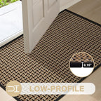 LEKEEPGO Door Mat Indoor Entrance 24"x47", Absorbent Indoor Door Mat Large, Non Slip Rubber Backing Inside Door Mats, Washable Floor Mat, Low-Profile Doormat for Front Door, Entryway, Entrance, Black