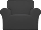 Easy-Going Stretch Oversized Chair Sofa Slipcover 1-Piece Couch Sofa Cover Furniture Protector Soft with Elastic Bottom for Kids Spandex Jacquard Fabric Small Checks Dark Gray