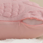 decorUhome Easter Pink Egg Pillow Covers 16x16 Inch Set of 2, Soft Plush Faux Wool Jacquard Cushion Covers, Farmhouse Neutral Fuzzy Spring Easter Holiday Decor for Couch Sofa Bed