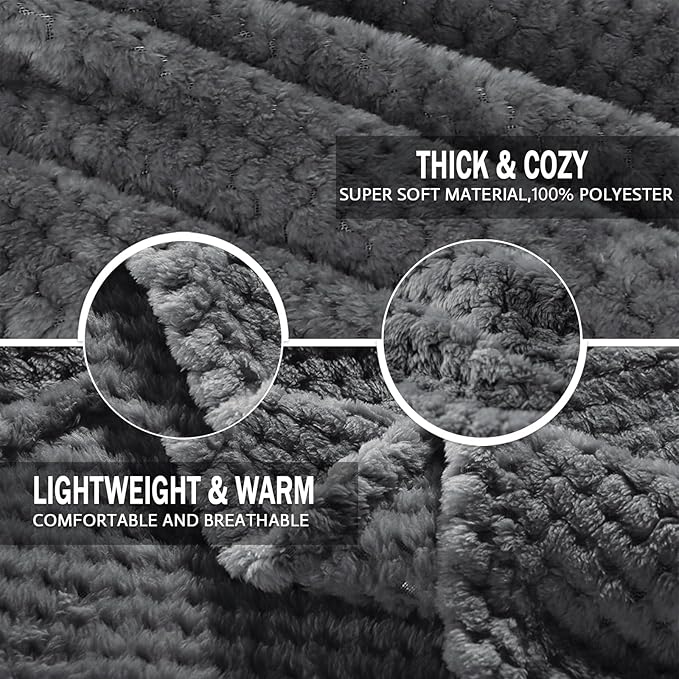 Exclusivo Mezcla Soft Waffle Fleece Bed Blanket Twin XL Size, Gray