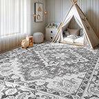 Lofus 6x9 Area Rugs for Living Room Bedroom, Soft Boho Carpet Floral Grey