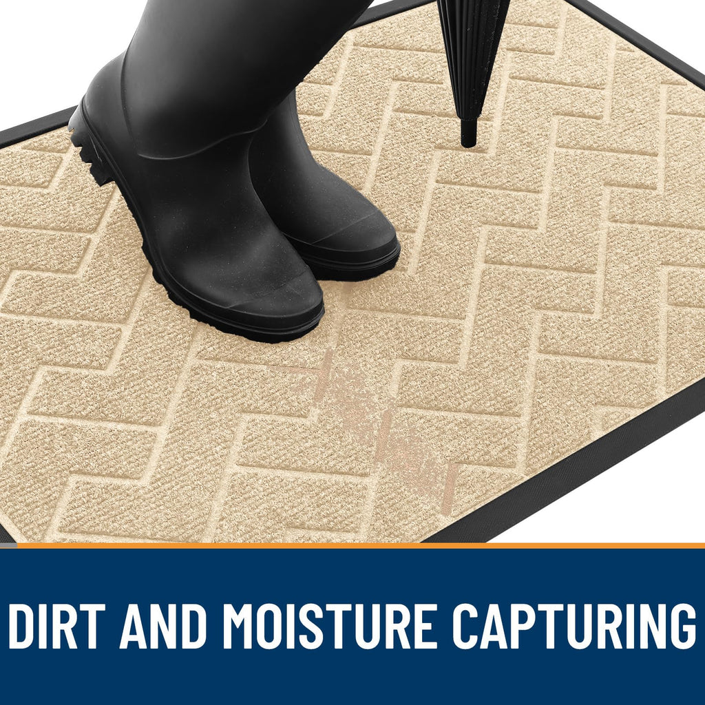 OLANLY Front Door Mat Outside 71x47, All-Season Absorbent Rubber Doormat