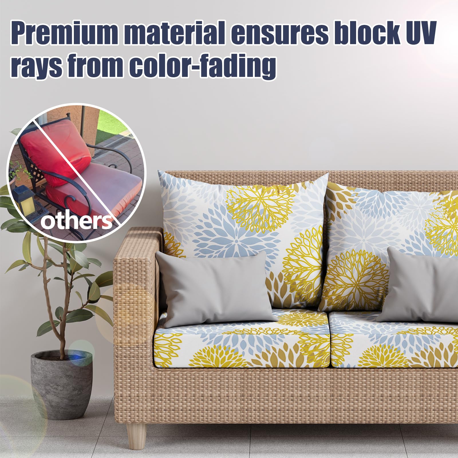 8Pcs Outdoor Cushion Covers, Stretch Patio Furniture Couch Chair Slipcovers