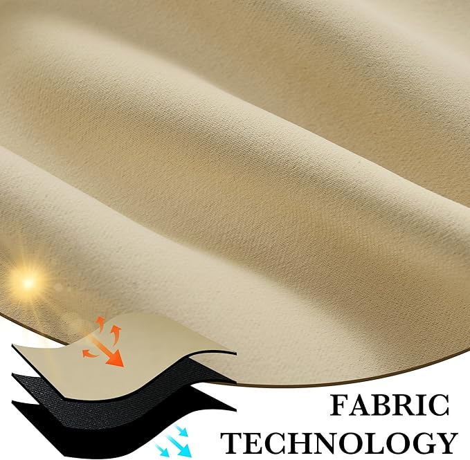 RYB HOME 100% Blackout Basement Curtains 30 inches Long, Heat & UV Blocking Total Room Darkening Noise Reducing Curtains for Bathroom RV Campers, Biscotti Beige, 2 Panels Set