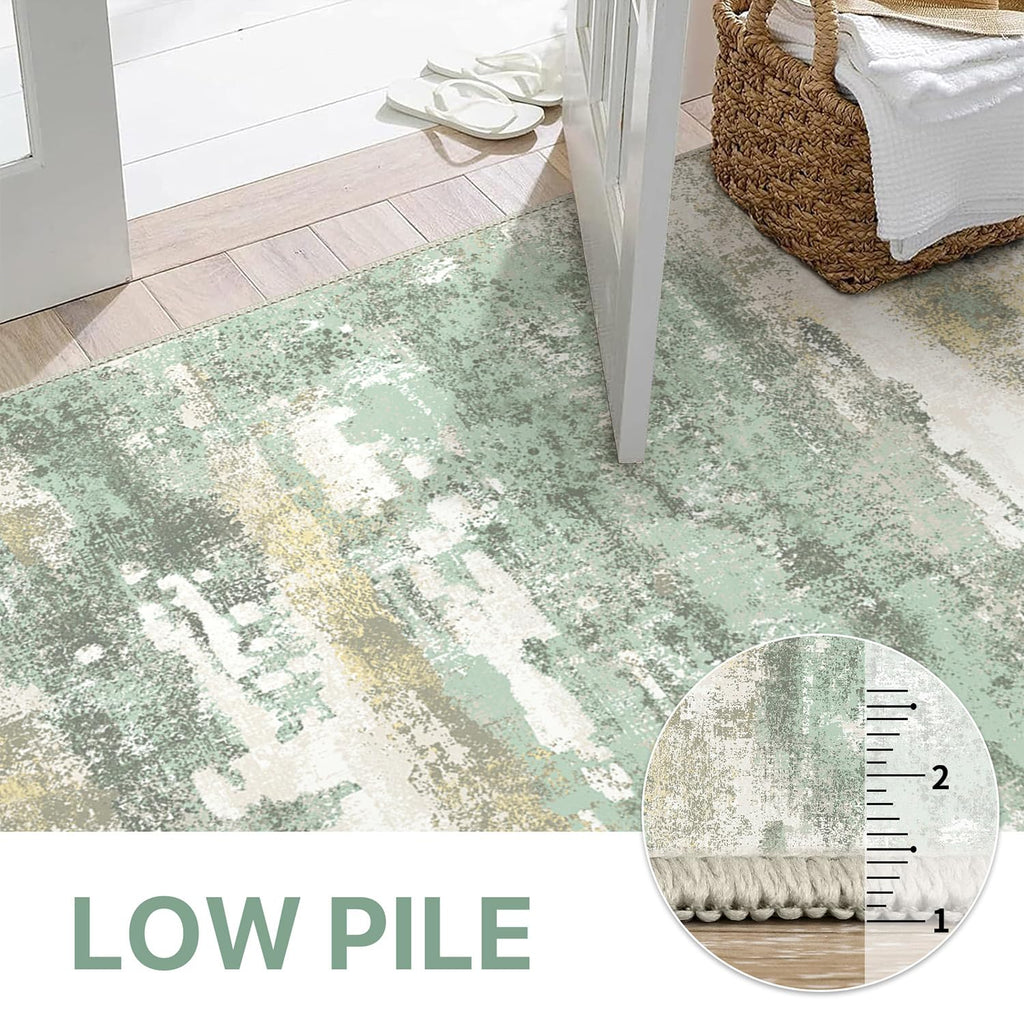 BEIMO 2x3 Green Abstract Area Rug, Washable Non-Slip for Entryway