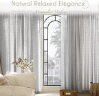 Linen Blend Grey Curtains for Living Room Back Tab Modern Farmhouse Semi Sheer Light Gray Curtains 120 inches Long 2 Panels Set Muted Neutral Cotton Texture Window Curtain for Dining Room Bedroom
