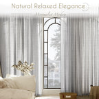 Linen Blend Grey Curtains for Living Room Back Tab Modern Farmhouse Semi Sheer Light Gray Curtains 108 inches Long 2 Panels Set Muted Neutral Cotton Texture Window Curtain for Dining Room Bedroom