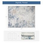 8x10 Washable Area Rugs for Living Room,Bedroom,Dining Room- Blue Beige