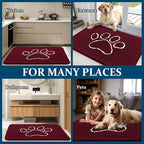 OLANLY Dog Door Mat for Muddy Paws 24x16, Paw Print Design, Absorbs Moisture and Dirt, Absorbent Non-Slip Washable Doormat, Quick Dry Chenille Mud Mat for Dogs, Entry Indoor Entryway Carpet, Burgundy