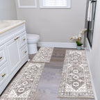 HEBE Boho Kitchen Rugs Set of 3, Non Slip Washable Kitchen Mats for Floor
