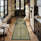 Lahome Enfys Modern Rainbow Easy Jute Kitchen Runner, 2x8 Indoor Outdoor Runner Rug for Hallway Entryway, Farmhouse Dark Green Non Slip Floor Carpet for Bedroom Foyer Laundry Room