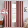 MIULEE 100% Blackout Linen Curtains for Bedroom 52x84 Inches Dusty Rose