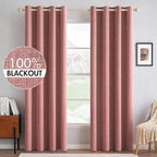 MIULEE 100% Blackout Linen Curtains for Bedroom 52x84 Inches Dusty Rose
