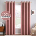 MIULEE 100% Blackout Linen Curtains for Bedroom 52x96 Inches Dusty Rose