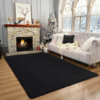 Amearea Large Modern Area Rugs for Bedroom Living Room, 6x9 Feet Black Thickened Memory Foam Rug, Fluffy Indoor Washable Rugs Non Slip Minimalist Carpet for Boys Girls Dorm Nursery Room Decor