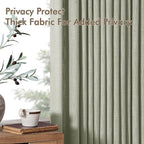 MIULEE Pinch Pleated Thick Linen Curtains 84 Inches Long 2 Panels for Living Room Bedroom, Linen Textured Memory Trained Drapes Pleat Back Tab Light Filtering Sage Green Window Curtains with Hooks