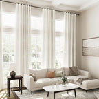 Extra Long Cream Linen Curtains 108 Inches Long 2 Panels Set for Living Room Back Tab Modern Farmhouse Decor Cotton Textured Cream Sheer Linen Curtains 108 Inch Length for Large Window 70x108