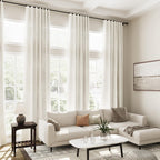 132 inch Curtains Extra Long 2 Panels Set Back Tab Neutral Farmhouse Drapes Light Filtering Semi Sheer Linen Curtain 132 inch Length for Floor to Ceiling Window Patio Sliding Door Ivory Cream 11ft