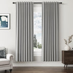 Guken 100% Blackout Linen Curtains 72 Inch Length 2 Panels Set for Living Room Bedroom Back Tab Thermal Insulated Black Out Linen Drapes Room Darkening Window Curtains,Dark Grey
