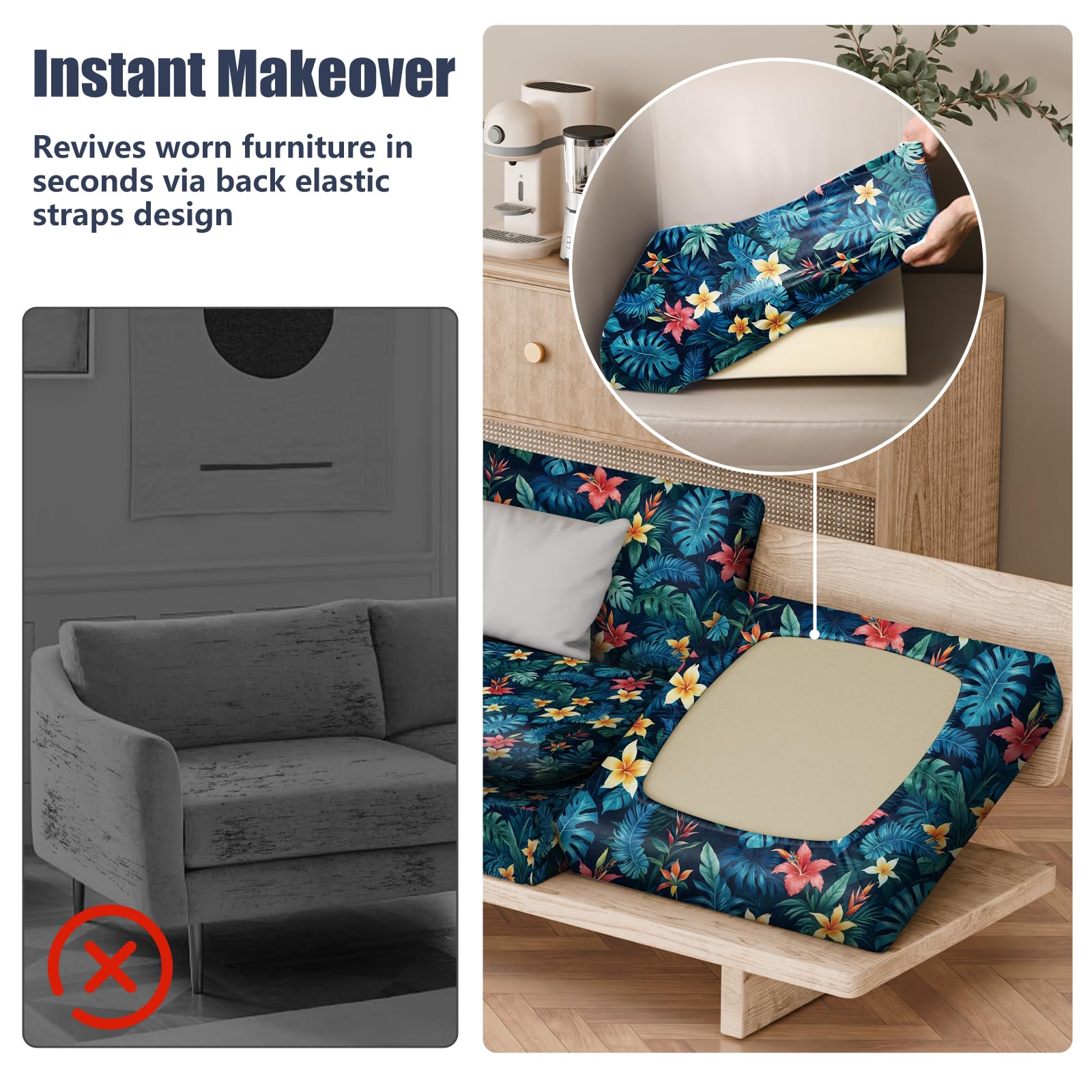 8Pcs Outdoor Cushion Covers, Stretch Patio Furniture Couch Chair Slipcovers