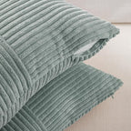Fancy Homi 2 Packs Grey Blue Lumbar Decorative Throw Pillow Covers 14x22 Inch for Living Room Couch Bed, Rustic Farmhouse Boho Home Decor, Soft Striped Corduroy Rectangle Accent Cushion Case 35x55 cm