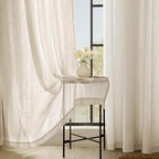 Apricot Linen Curtain 96 inch Length 2 Panels Set Back Tab Light Filtering Living Room Curtain Drapes Home Office Modern Minimalist Decor Farmhouse Boho Neutral Cream Semi Sheer Curtain 96 inch Long