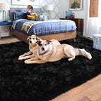Quntue 8x10 Area Rugs for Living Room, Ultra Soft Large Shag Black Bedroom Rug Upgrade Non-Slip Plush Modern Fluffy Carpet for Kids Boys Girls Room Home Decor Aesthetic
